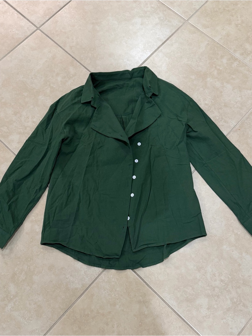 Dark green 100% cotton button down top